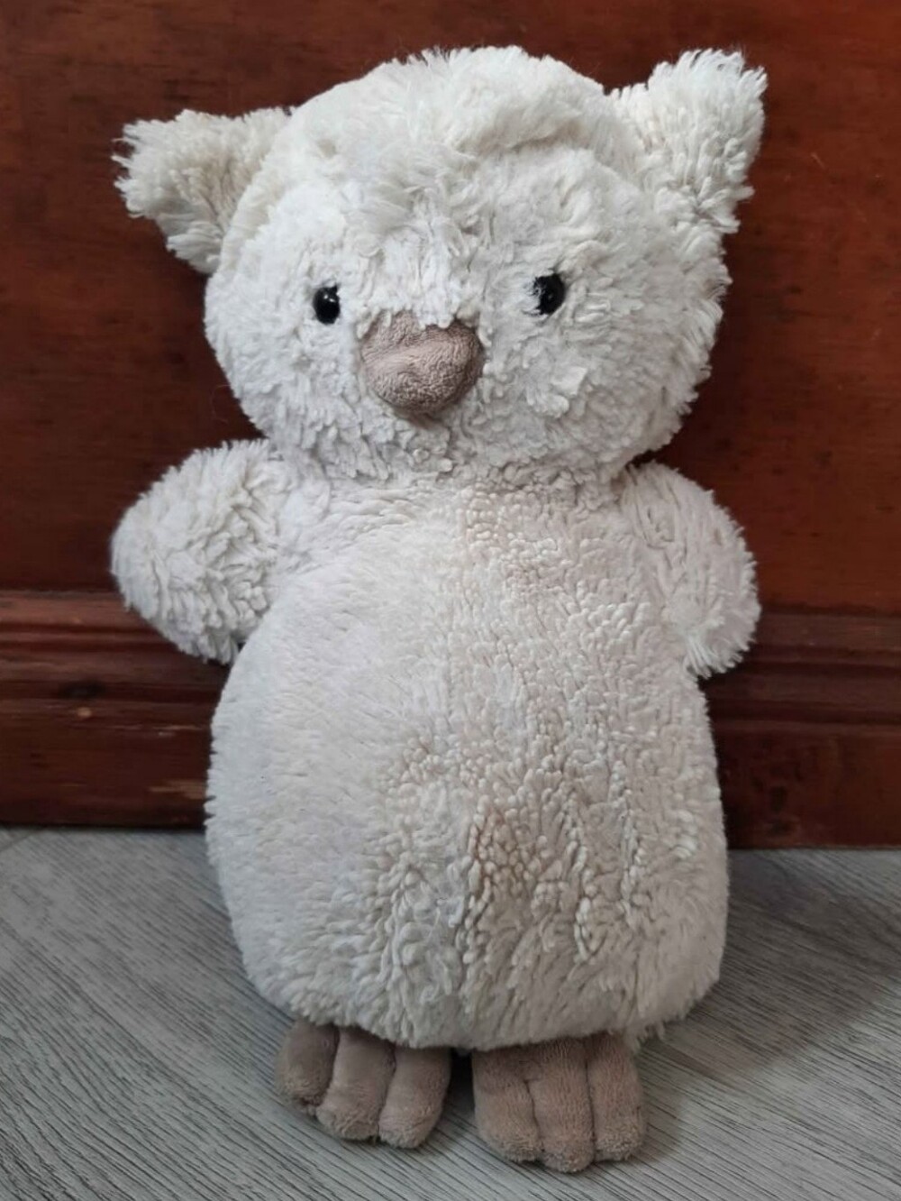 Retired Jellycat Bashful Snowy Owl Plush Cream White 9 Inches Tall